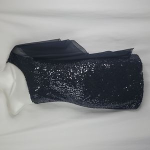 Taboo black sequins one-off- shoulder cocktail dress sz S NWT